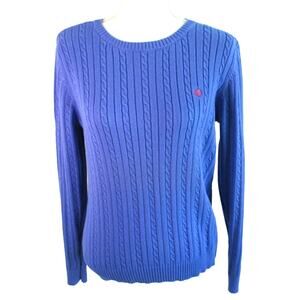Izod Women's Blue Long Sleeve Medium Weight Knit Sweater Size Large